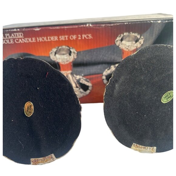 Godinger Silver Plated Candle Holder Set Of 2 NWB - Picture 6 of 7